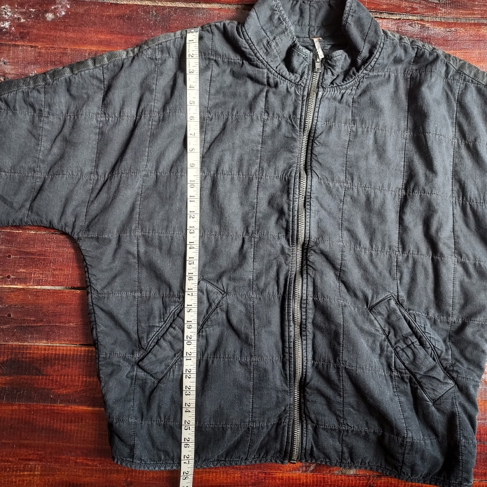 Free People Dolman Quilted Full Zip Washed Black Knit Jacket NWT XL $198 - Picture 13 of 13